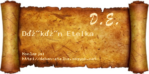 Dékán Etelka névjegykártya